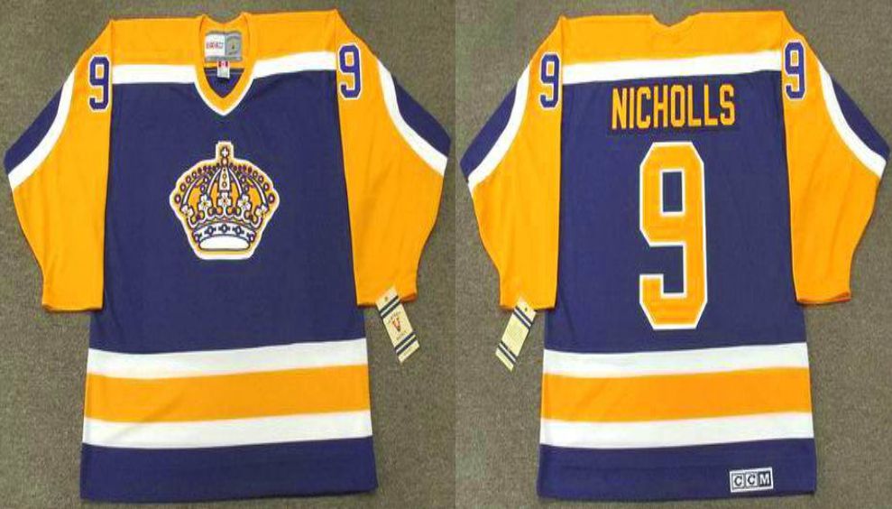 2019 Men Los Angeles Kings #9 Nicholls Blue CCM NHL jerseys->women nfl jersey->Women Jersey